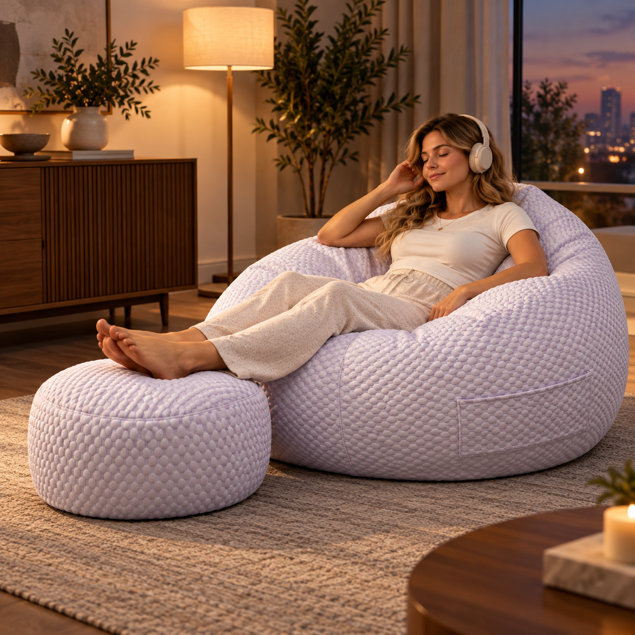 Purple Air-layer Bean Bag Lounger