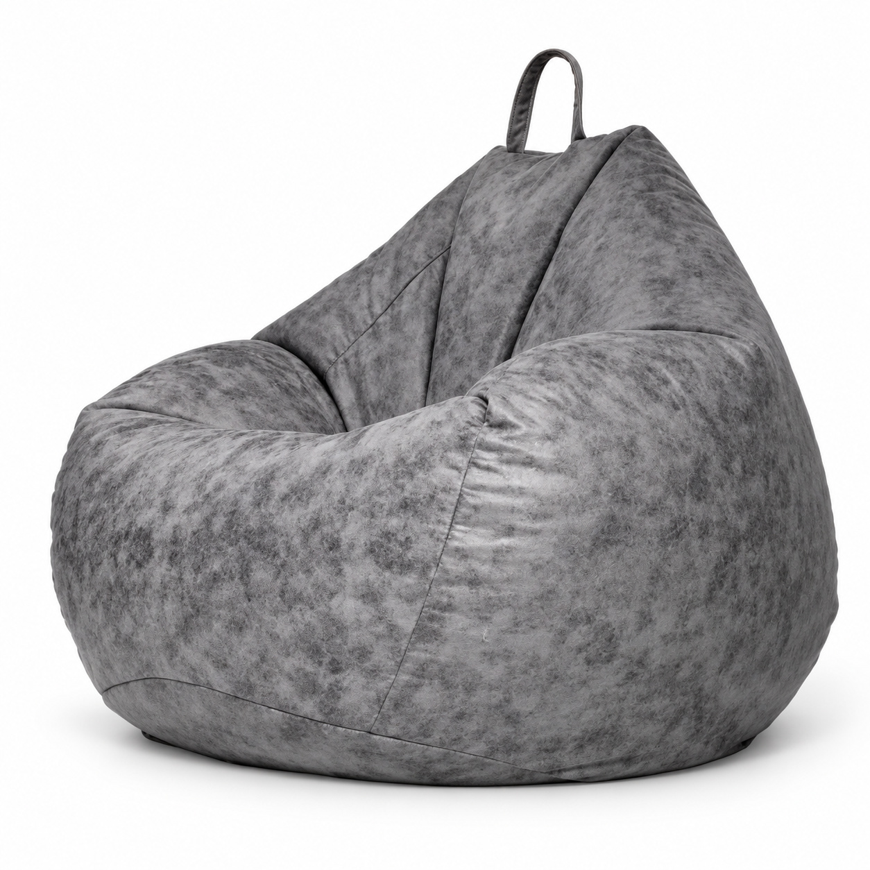 Dark Gray Leather-Look Bean Bag Sofa