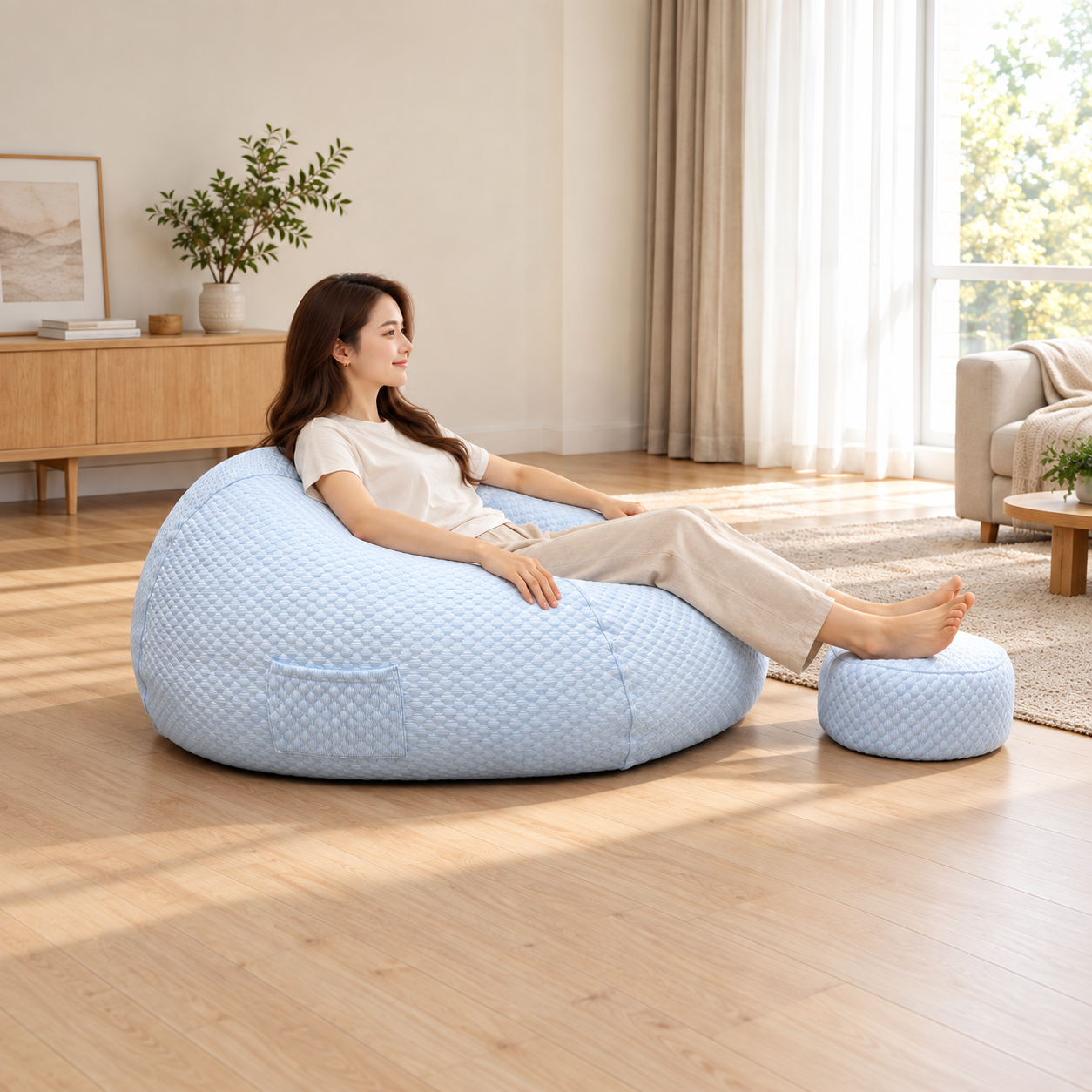 Ice-silk Bean Bag Lounger
