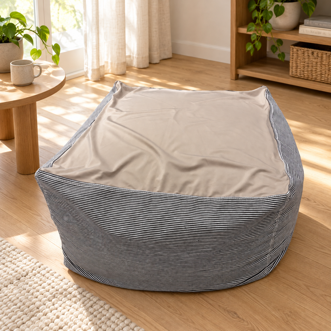 Japanese-style Striped Square Bean Bag Sofa